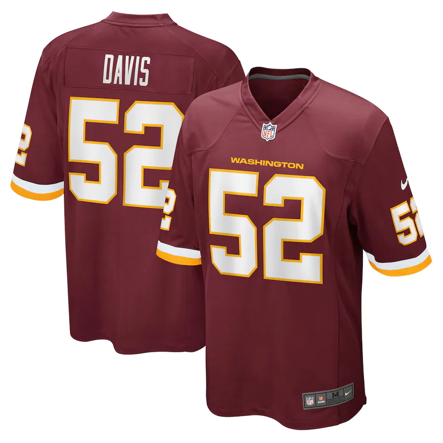 Mens Washington Football Team #52 Jamin Davis Nike Burgundy 2021 NFL Draft First Round Pick Game Jersey->washington redskins->NFL Jersey